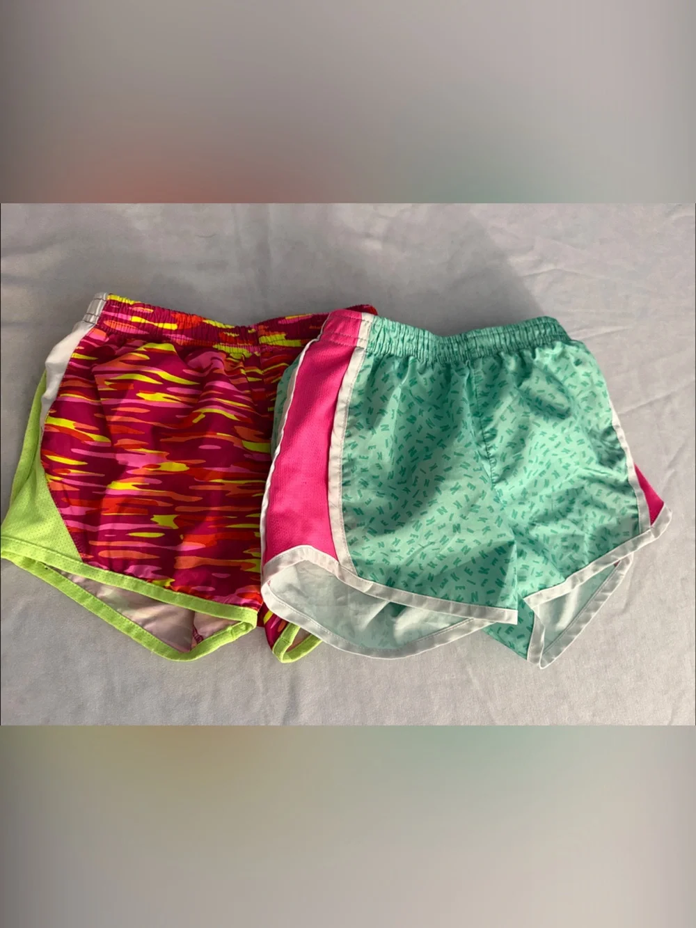 Nike Colorblock Athletic Shorts Duo - Mint, Hot Pink & Neon